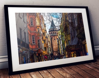 Galata Tower Istanbul Turkey - 12x18 or 24x36 Wall Art - Photography Print Decore