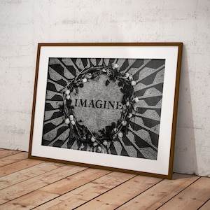 Imagine - Strawberry Fields Central Park - New York City - 12x16 or 18x24 Black and White Wall Art - Photography Print Decore