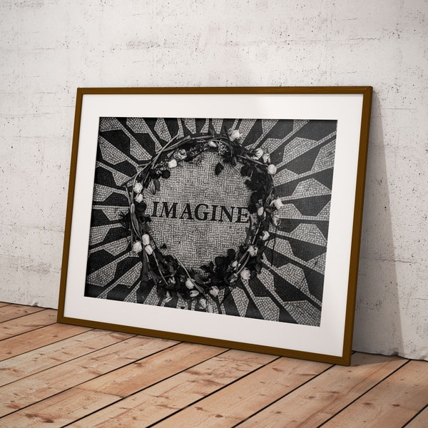 Imagine - Strawberry Fields Central Park - New York City - 12x16 or 18x24 Black and White Wall Art - Photography Print Decore