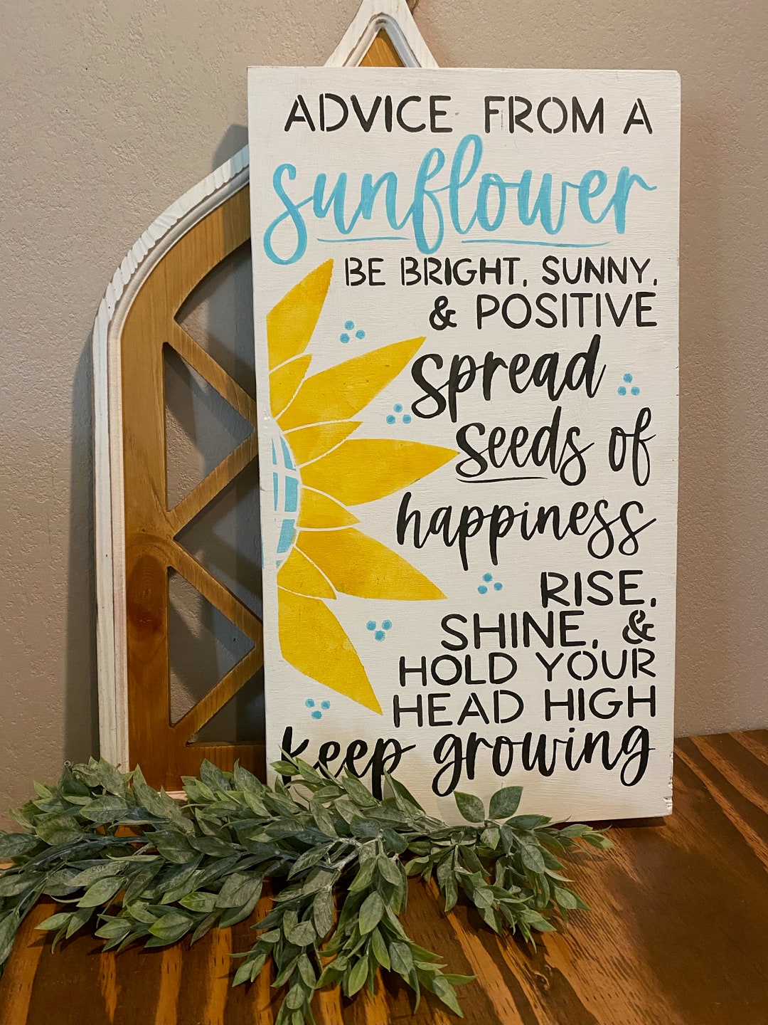 Advice From A Sunflower Hand Painted Wooden Sign, Sunflower Decor, - Etsy