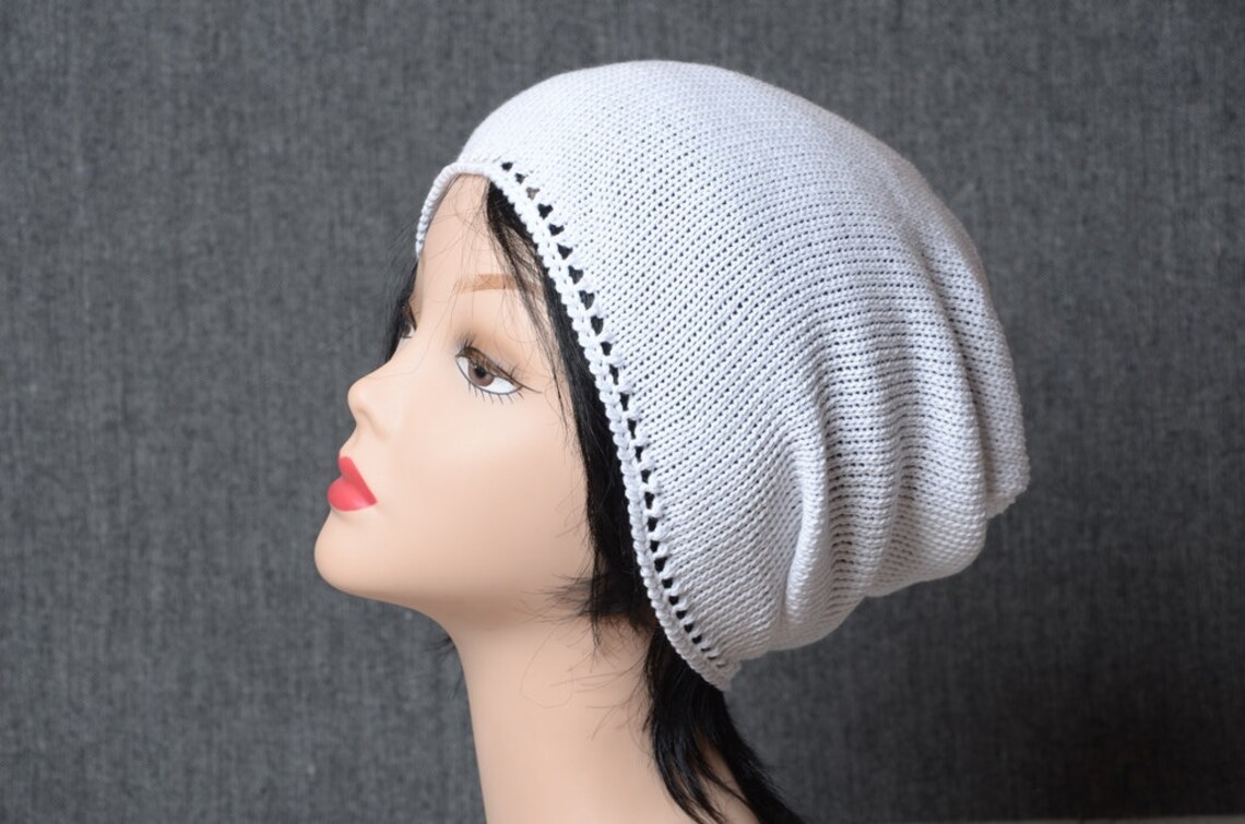 Cotton knit hat Slouchy Beanie hat Summer womens summer hats Etsy
