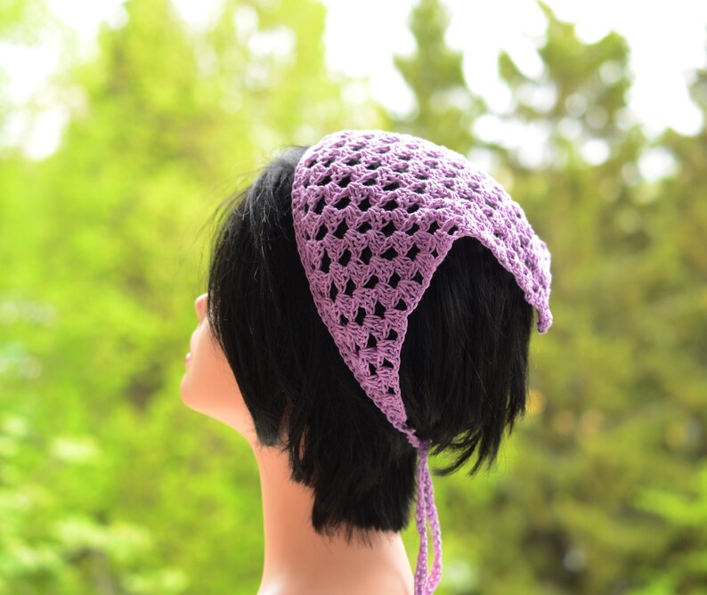 Crochet Cotton headband Bad Hair Day triangle hair bandana Etsy