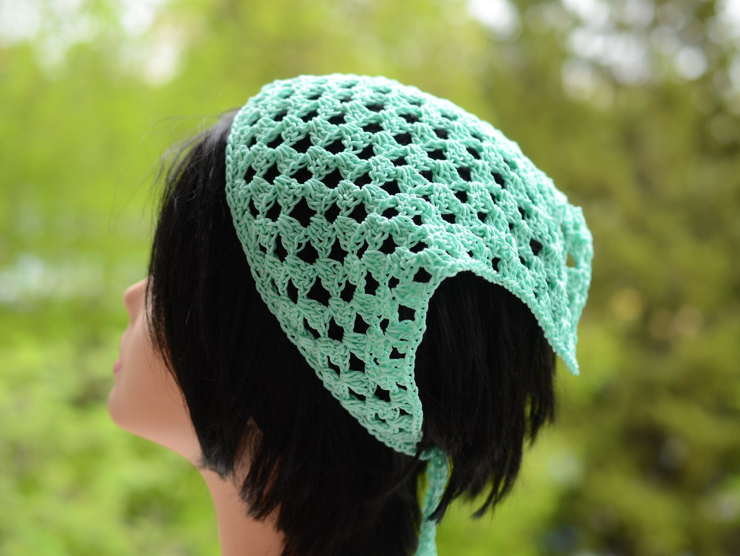 Crochet Cotton headband Bad Hair Day triangle hair bandana Etsy