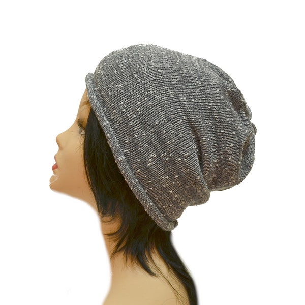 gray knit summer hat slouchy beanie