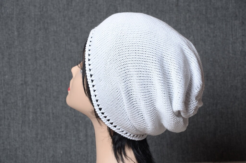 Cotton knit hat Slouchy Beanie hat Summer womens summer hats Etsy