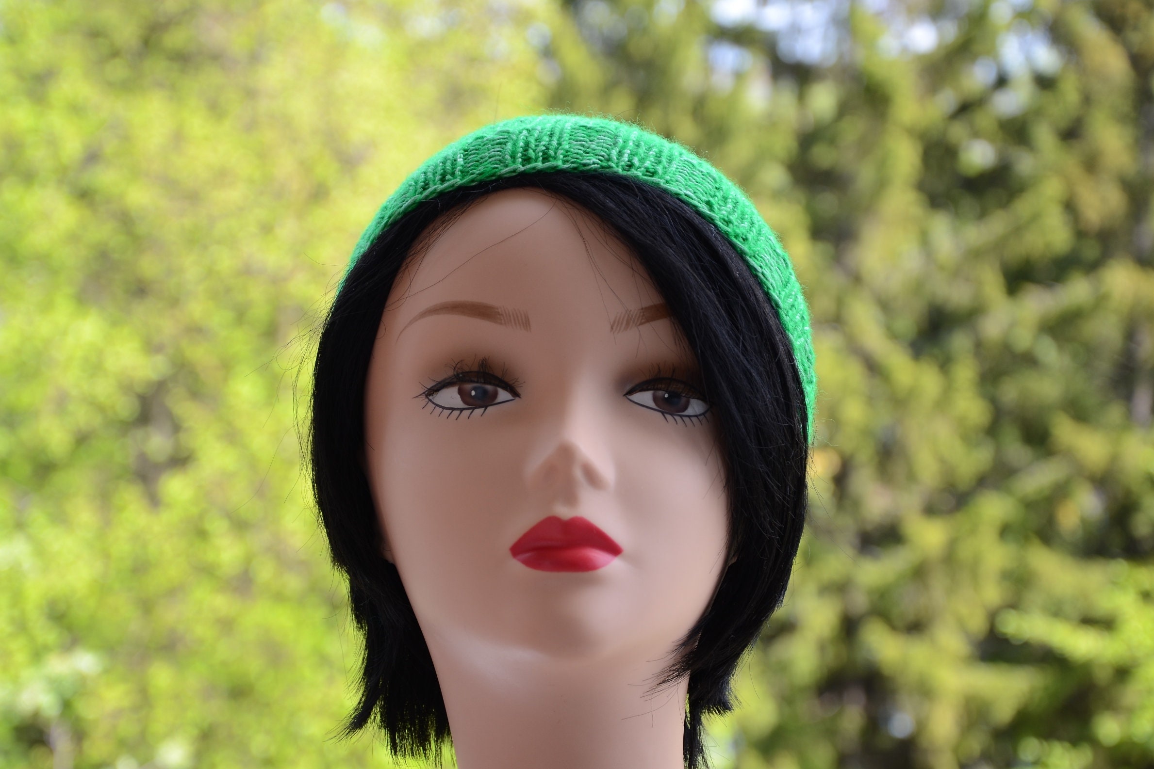 Green Knit Skull Cap cotton Unisex Hat Etsy