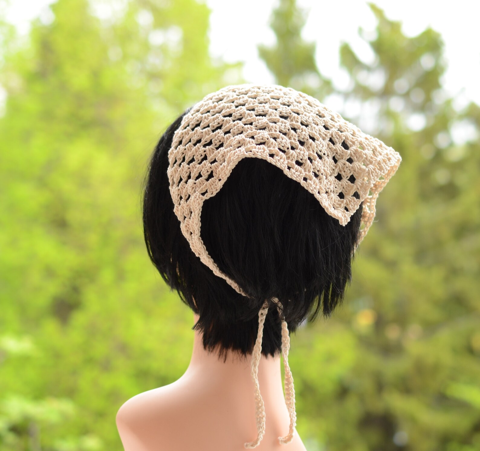 Crochet Cotton headband Bad Hair Day triangle hair bandana Etsy