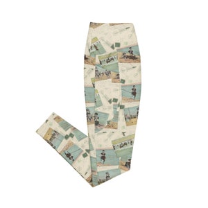 Leggings con bolsillos en forma de postal vintage de la playa de Coney Island