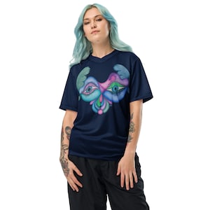 Beauty in Navy on Recycled unisex sports jersey