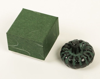 Pisapapeles chino de hierro fundido con forma de calabaza - Arte Oriental Verde