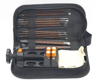 Kit d'outils de gravure portables 18 pièces | Couteaux professionnels de coupe de burin en métal de pierre | Pince | Ensembles de pierres de scellement | Fourniture de matériel d’art oriental