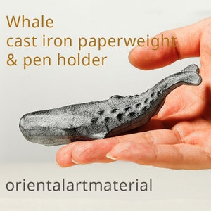 Whale Refined Cast Iron Paperweight Penholder 11.5x3.8x2.2cm Fish Animal Decoration Box Orientalartmaterial Calligraphy Supply image 1
