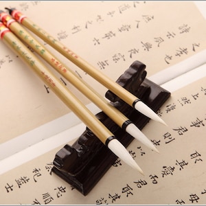 GOAT HAIR BRUSHES Writing  Painting Pure Goat Brush Set | Bamboo Handle | Chinese Paint Goat Brush | Orientalartmaterial Calligraphy Supply