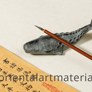 Whale Refined Cast Iron Paperweight Penholder 11.5x3.8x2.2cm Fish Animal Decoration Box Orientalartmaterial Calligraphy Supply image 3