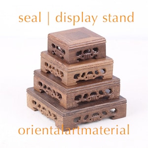 NAME SEAL STAND Wenge Wood | No Laquer  | Handmade Decorative Carved Wood Stand | 4 Sizes Square Base Display Stand | Orientalartmaterial