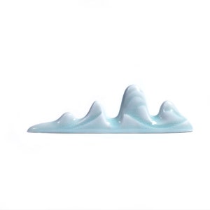 BRUSH HOLDER White Mountain Shape Handmade Ceramic Pen Holder L12.85cm Pen Rack Orientalartmaterial Calligraphy Supply