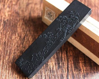 PINE INK STICK Hu Kaiwen Extra Fine Pure Pine Soot Ink Stick Ink Block | Orientalartmaterial Calligraphy Supply