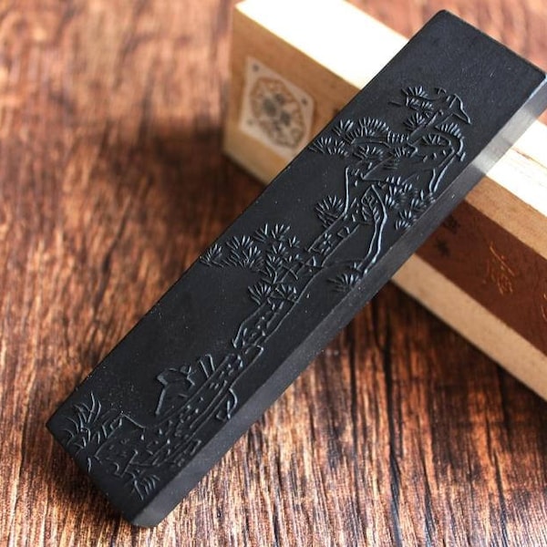 PINE INK STICK Hu Kaiwen Extra Fine Pure Pine Soot Ink Stick Ink Block | Orientalartmaterial Calligraphy Supply
