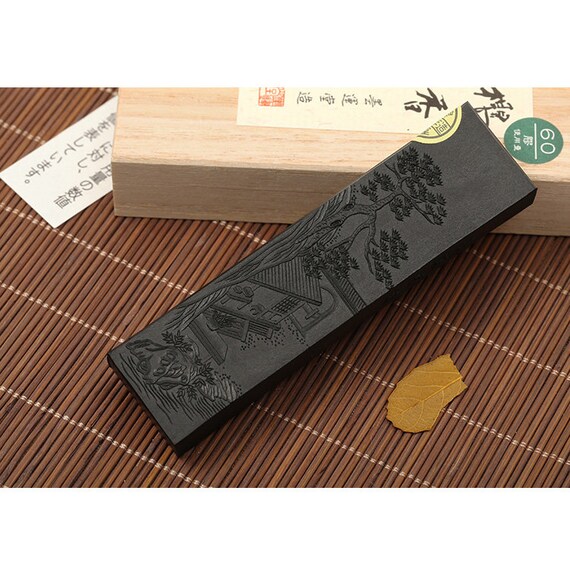 h*e様 invisible ink WOODEN BASE ブラック　15セン 9.4x2.4x1cm Chen Xiang Black Ink Stick Block Wood Gift Box