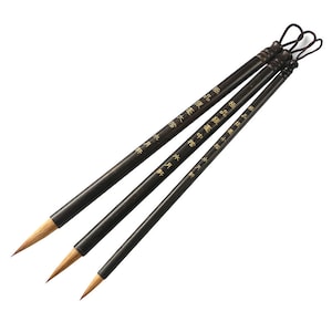Rechte precisie wezel borstel | Ebony Brush Handvat | Precisie schrijven | Administratief schrijven | Orientalartmaterial Kalligrafie Levering OAM-6