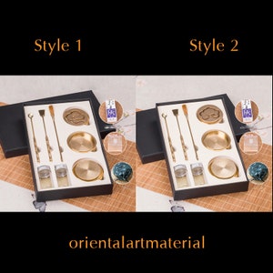 Pure Brass Incense Burner Seal Stove Set 7 Styles | DIY Fragrant Kit | Incense Mold Seal Spoon Shovel Ash Powder | Sandalwood Powder Gift