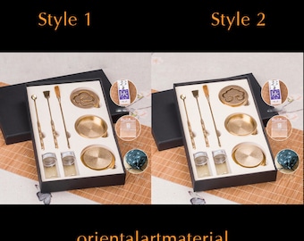May include: Two sets of incense burning tools in black boxes. Each set includes a small incense burner, two incense sticks, a small spoon, a small brush, two small glass jars, and a small bag. The boxes are labeled "Style 1" and "Style 2".