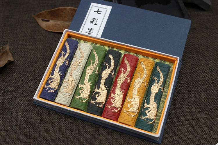7色の龍墨：古代松煤書道セット - Etsy 日本