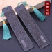Black Color Tassel Bookmark | Sandalwood Chinese Style Hand Made | 14.5x3cm | Gift Box | Orientalartmaterial Calligraphy Supply 