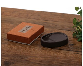 中国硯 黒 9x6.9x1.5 cm ギフトボックス用品 Orientalartmaterial 書道