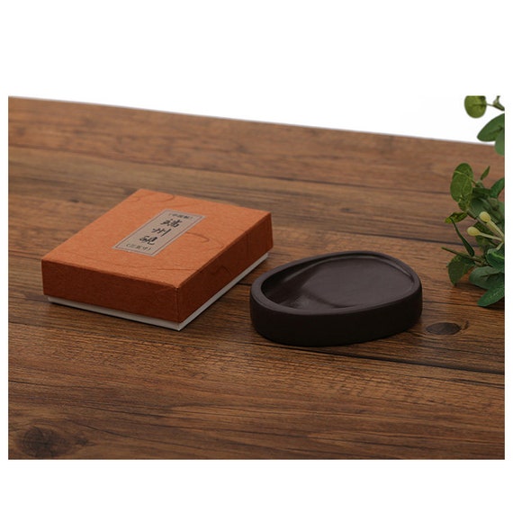 中国硯 黒 9x6.9x1.5 cm ギフトボックス用品 Orientalartmaterial 書道
