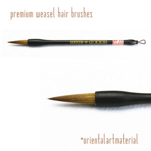 Spazzole per la scrittura dei capelli a donnola pura premium / Maniglia integrata a 1 pezzo / Pittura delicata / Fornitura di calligrafia di materiali orientali