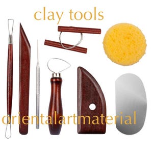 Professional 8-Piece Pottery & Clay Sculpting Tool Set - Traditional Wooden Handle Collection by OrientalArtMaterial