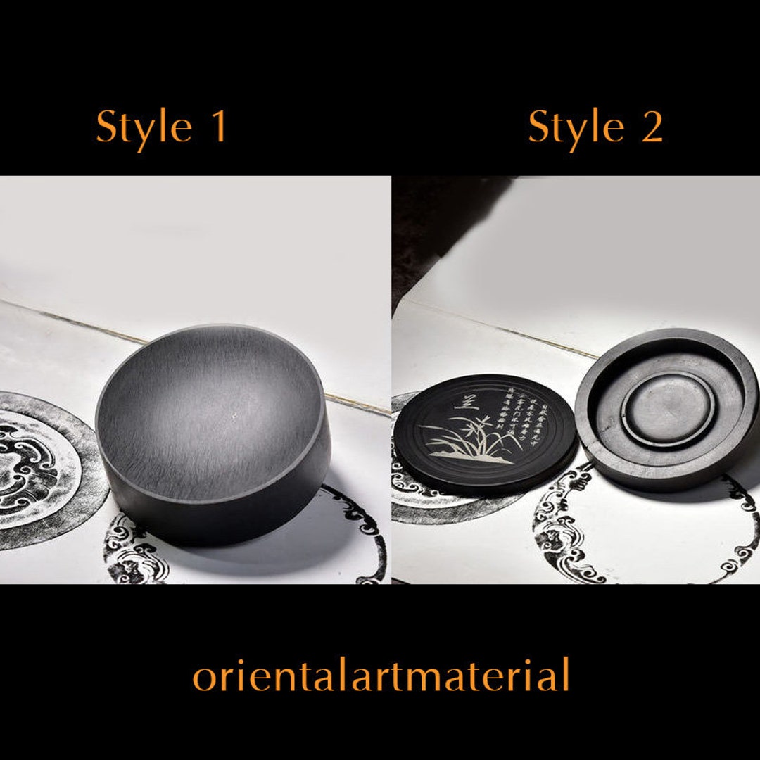 石蓋付き手作り中国硯：書道用インクパレット - Etsy 日本