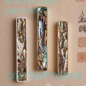 ABALONE BRASS PAPERWEIGHT | 4 Styles Natural Abalone Brass Metal Paper Press | Ruler Weight | Paper Weight For Crafts Orientalartmaterial