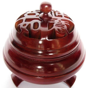 Handmade Natural Red Wood Censer | Incense Burner | Incense Censer | Hand Carved Censer | 0002 Orientalartmaterial Calligraphy Supply