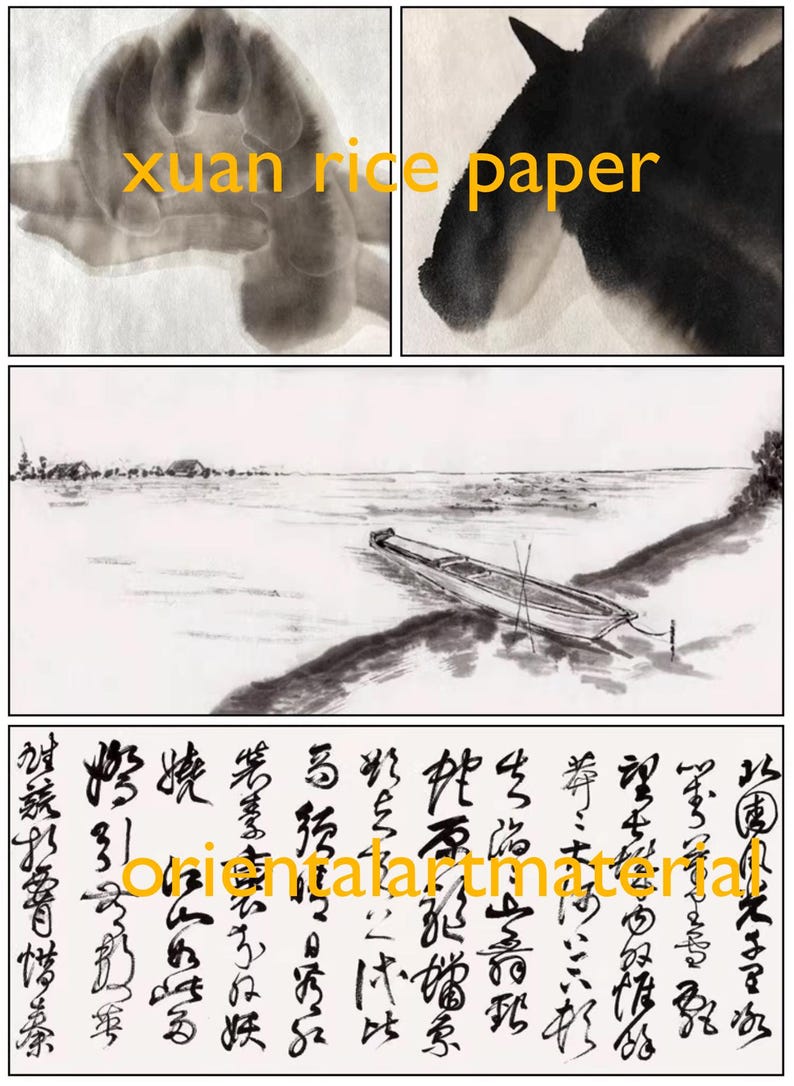 Raw Xuan Rice Paper: Chinese Calligraphy Painting, 34x69cm, 100 Sheets image 3