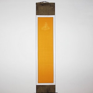 40x190cm carta di riso semi-dimensioni carta Xuan - buddista speciale / montata Scroll / Golden griglia 2.5x2.5cm / Yellow Paper - 0027SS