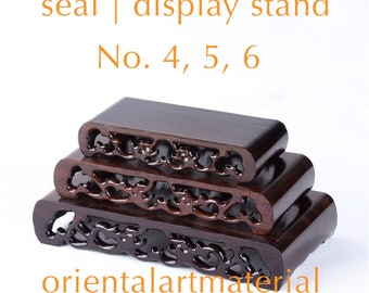 Handmade Black Sandalwood Display Stand: Carved Wood Base