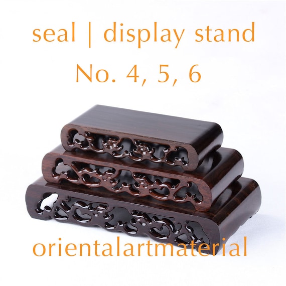 Handmade Black Sandalwood Display Stand: Carved Wood Base