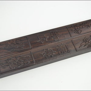 38x5.5x2.5cm Coppia Legno Naturale Legno Cinese Rilievo Peso di Carta / ML-J - Legno Catalpa Nero - 0030 Fornitura Calligrafia Orientalartmaterial Calligrafia