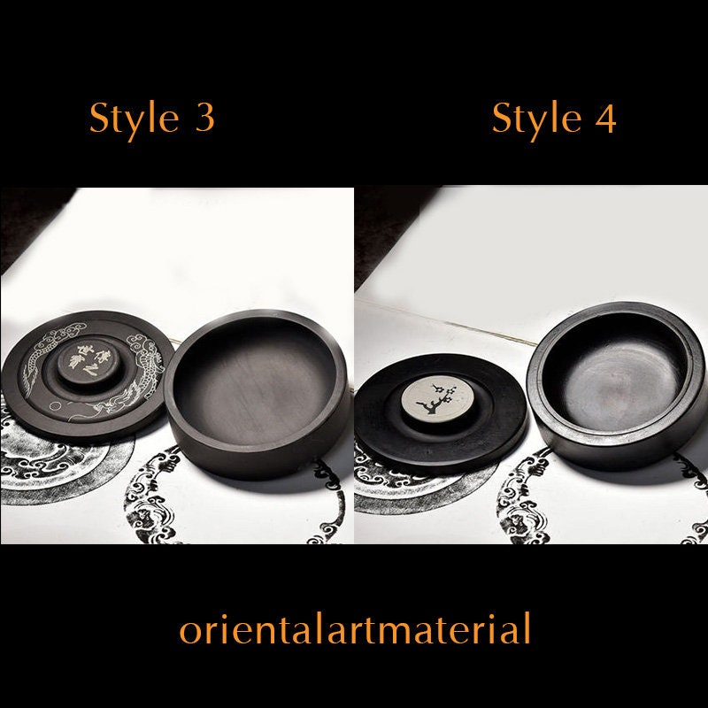 石蓋付き手作り中国硯：書道用インクパレット - Etsy 日本