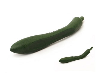 Chinese Cucumber Shape Refined Cast Iron Paperweight Penholder Green 17x2.2cm-0082 Supply Orientalartmaterial Calligraphy Supply