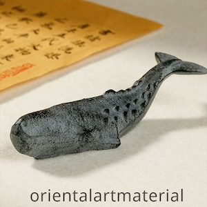Whale Refined Cast Iron Paperweight Penholder 11.5x3.8x2.2cm Fish Animal Decoration Box Orientalartmaterial Calligraphy Supply image 2