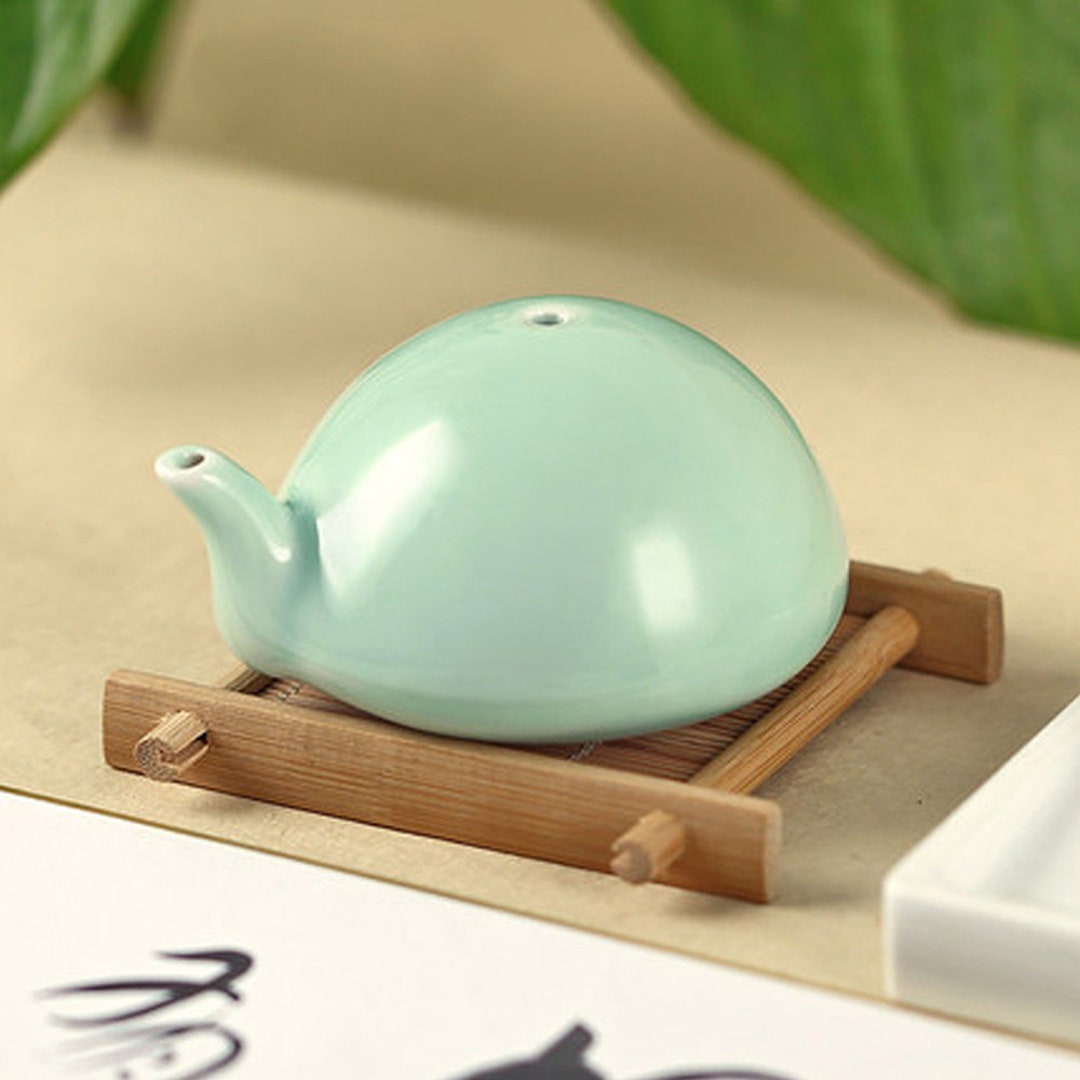 6.9x4.5 cm 緑色 青磁 磁器 ウォータースポイト インクグライン