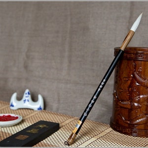 4.3x1cm Dainty Goat Hair Brush (Large) - Bamboo and Organic Material Handle - 0007L Orientalartmaterial Calligraphy Supply