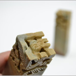 2x2x5cm Pair Hand Carved Qingtian Seal Stone Soapstone / 0005 Orientalartmaterial Calligraphy Supply image 3