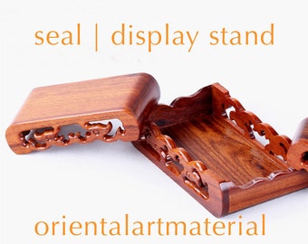 Handmade Red Sandalwood Display Stand: Carved Wood Base