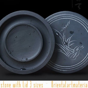 PIETRA NATURALE INKSTONE con coperchio / 3 misure con ink Stick / 3 4 5 pollici / Orientalartmaterial Calligraphy Supply