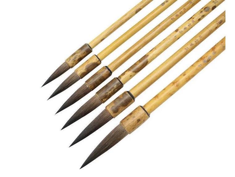 Handmade Weasel Hair Calligraphy Brush: Bamboo Handle, Oriental Art
