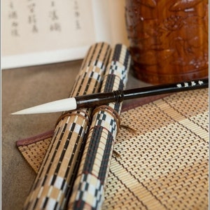 GOAT HAIR BRUSH | Lange Tip Pure Goat Hair Brush | Houten handvat | 6,2x1x25cm | Orientalartmaterial Kalligrafie Aanbod